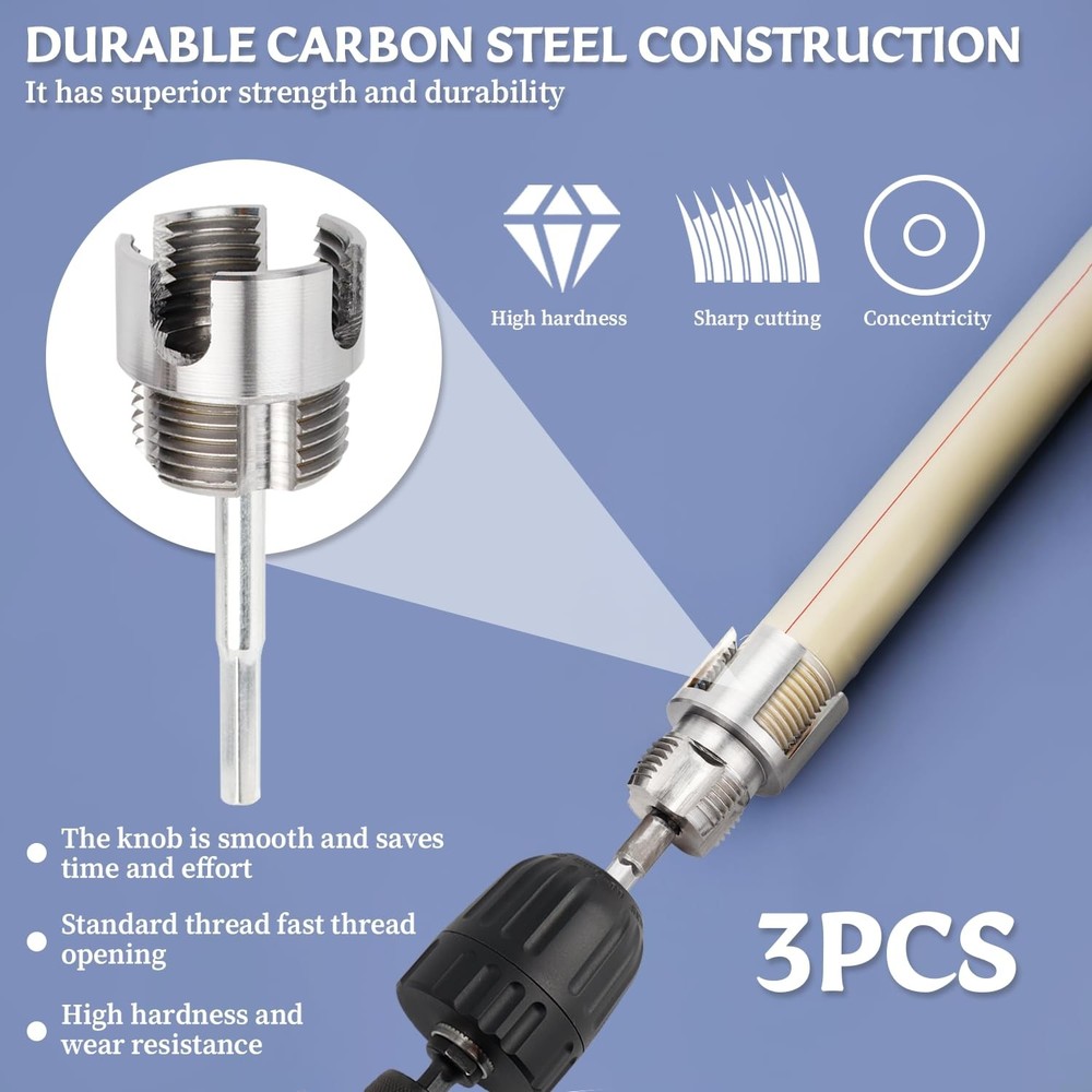 3Pcs Integrated Internal & External Pipe Threading Tool, DualFunction Pipe Th...