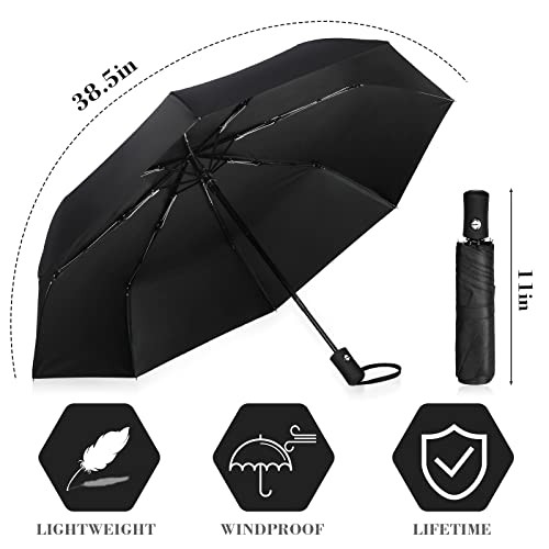 6 Pcs Travel Compact Umbrella Automatic Open Close Windproof Small Light Black