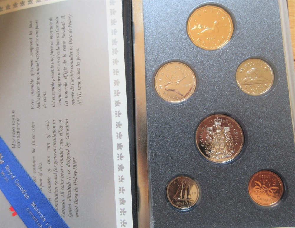 1990 Canada Specimen Set 6 Coins Cent to One Dollar Mint Set. UNC