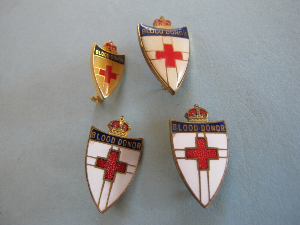 4 older Blood Donor Lapel Badges