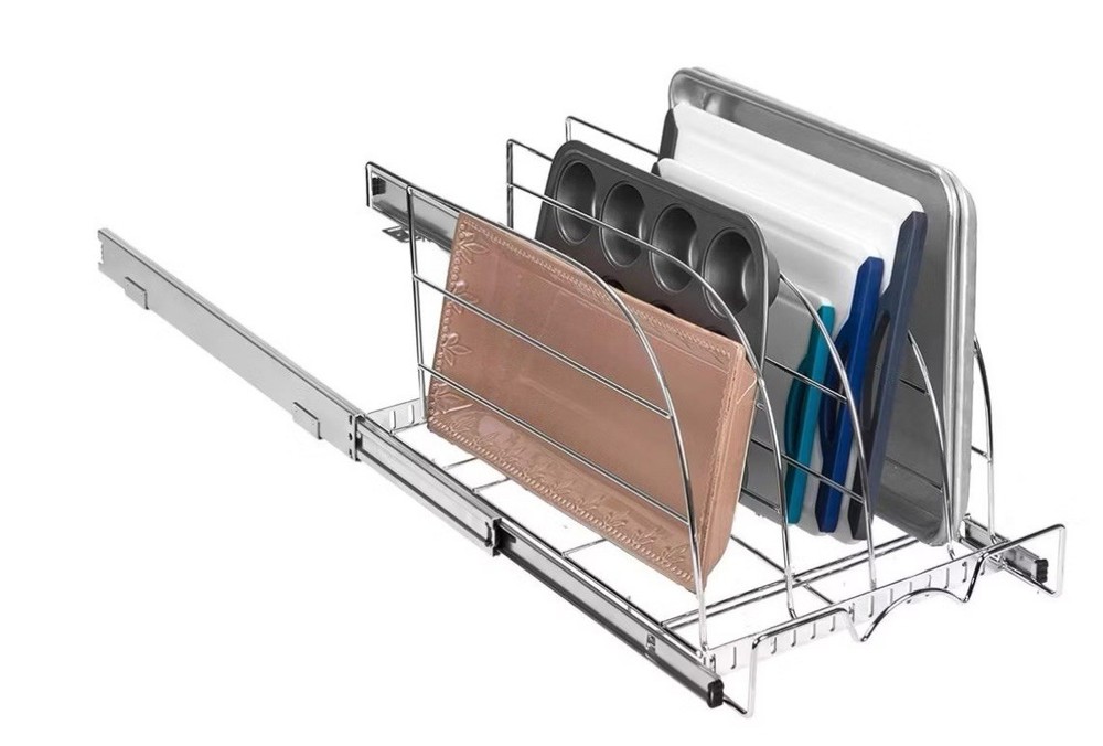 Hold N Storage Pull Out Chrome Organizer for Bakeware Under Cabinet 11"x21"