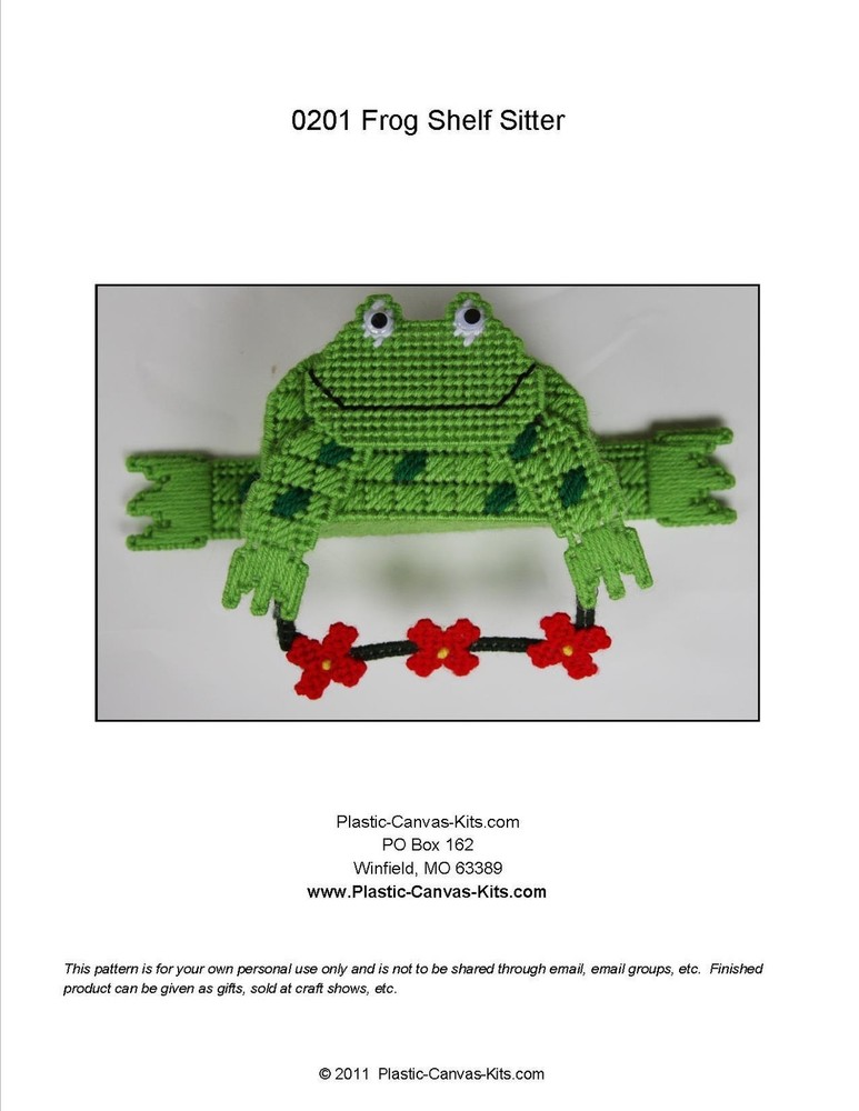 Frog Shelf Sitter- Plastic Canvas Pattern or Kit