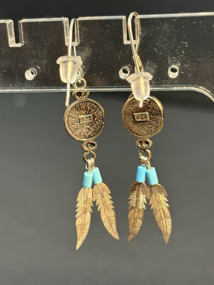 Native American Navajo Sterling Silver and Turquoise Corn Dangle Post Earring