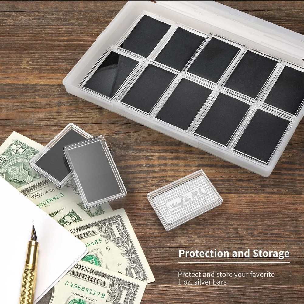 20-Pcs 1 oz Silver Bar Holder Capsules – Clear Protective Storage Case