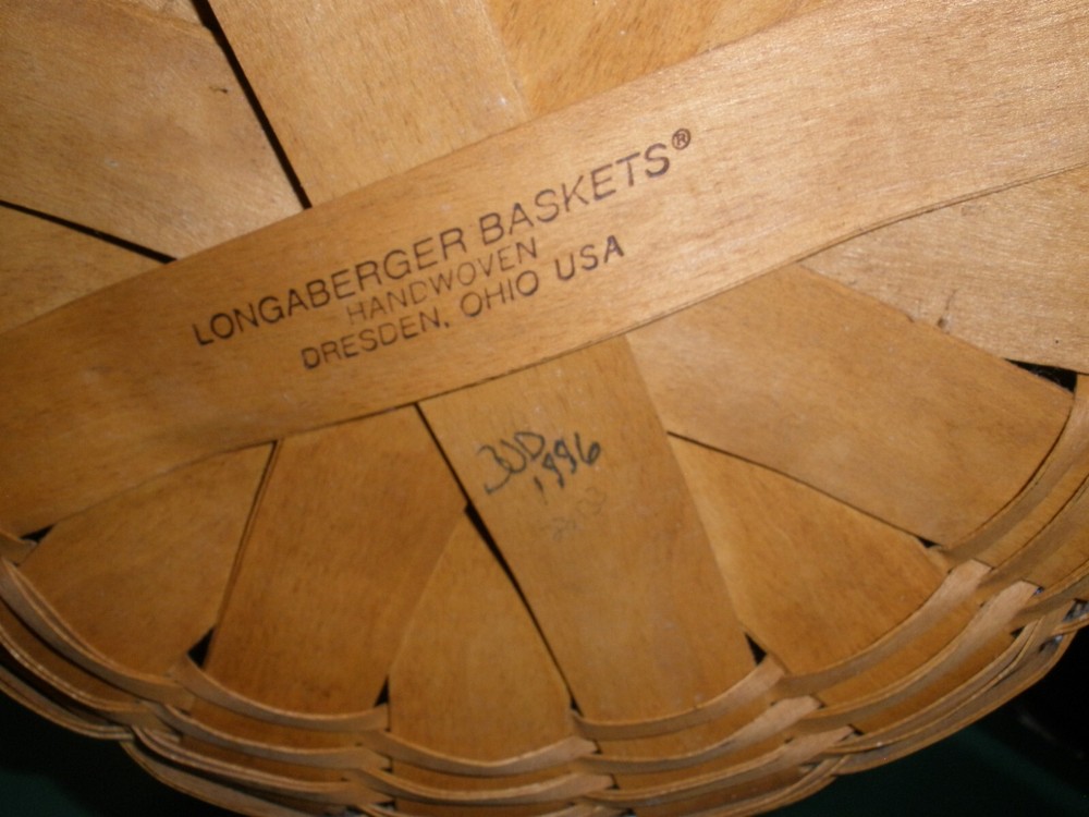 Longaberger Button Basket 2 Leather Handles 10"x4"