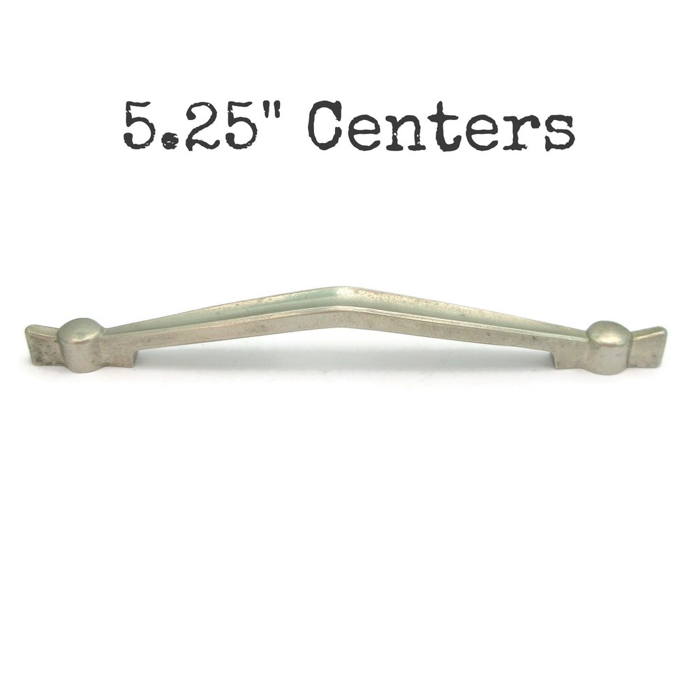 Mid Century Modern Drawer Pull: Silver Tone Chevron Handle, 5.25" Centers LQ6 RF