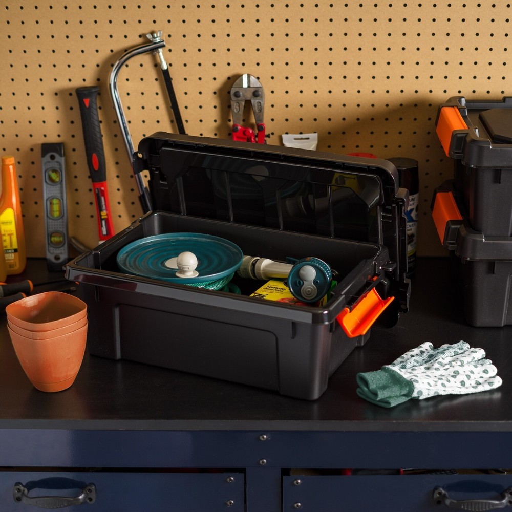 3 Gallon Heavy Duty Plastic Storage Box Container Organizer Set of 6 Stackable