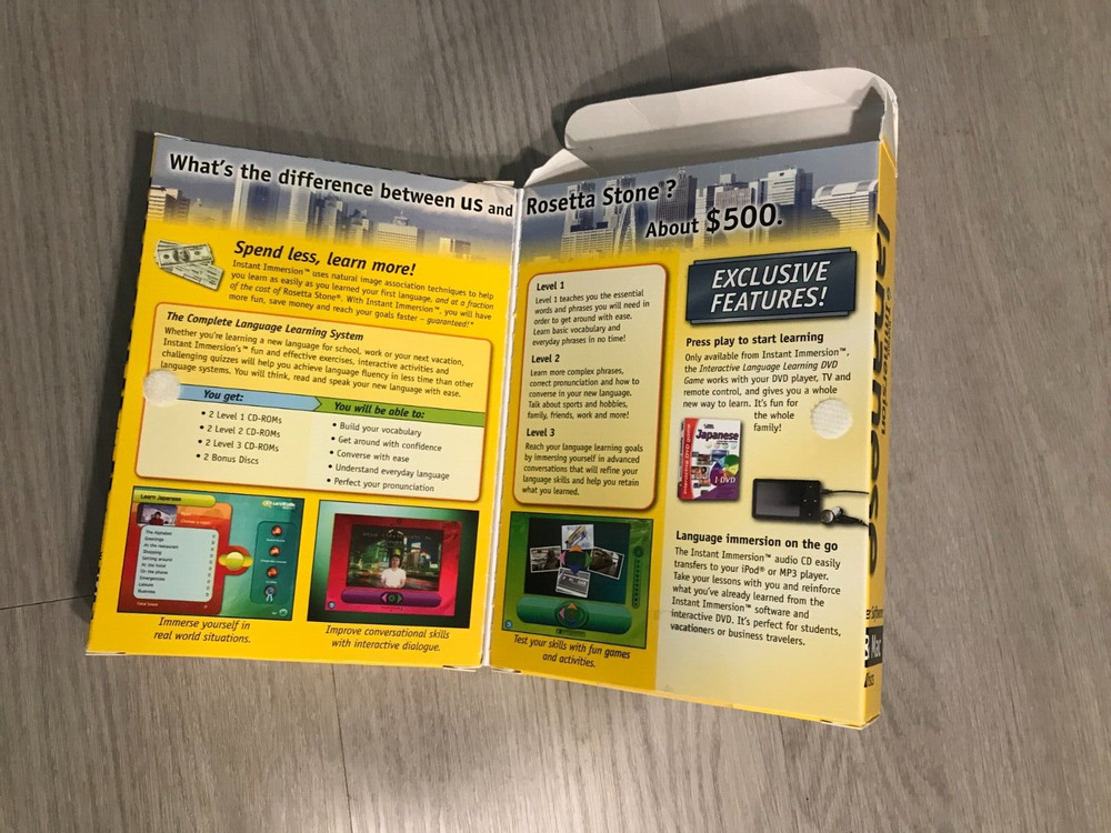 INSTANT IMMERSION JAPANESE LANGUAGE TUTORIALS ON 8 SET BOXED CD'S