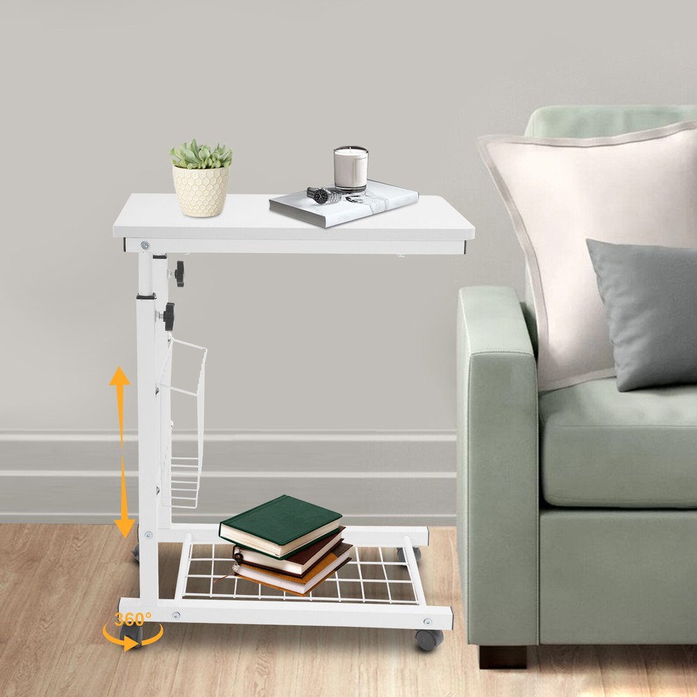 Adjustable Bed Side Table, Side Table with Wheels, Mobile Standalone Table New