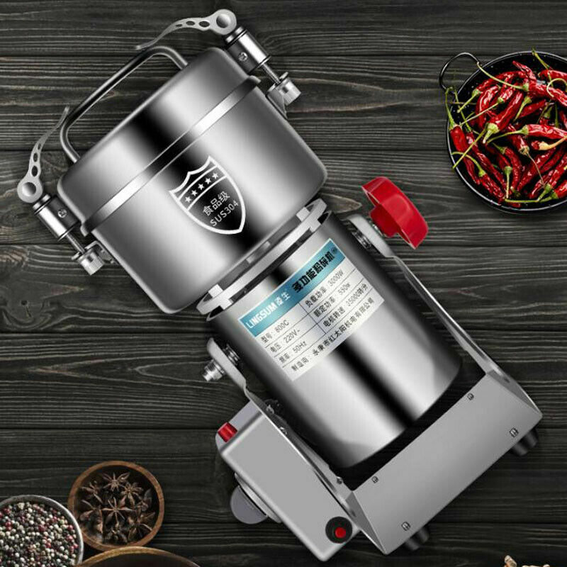220V Electric Grain Grinder Coffee Bean Nuts Mill Grinding Machine Kitchen 800g
