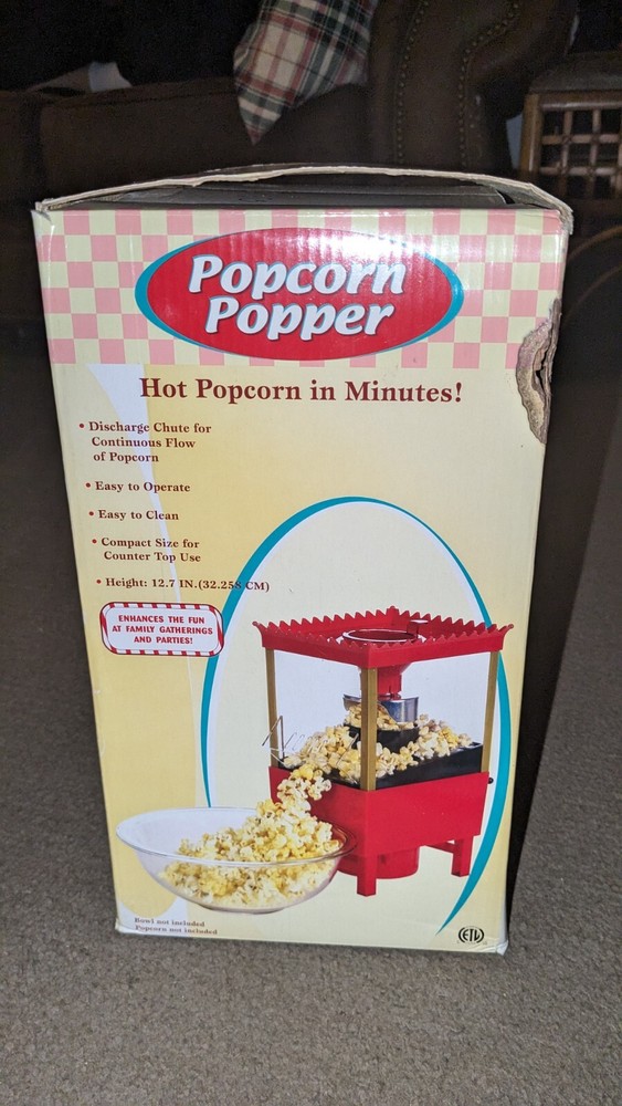 Intertek Electrics Old Fashioned Hot Air Popcorn Maker Cart New Open Box