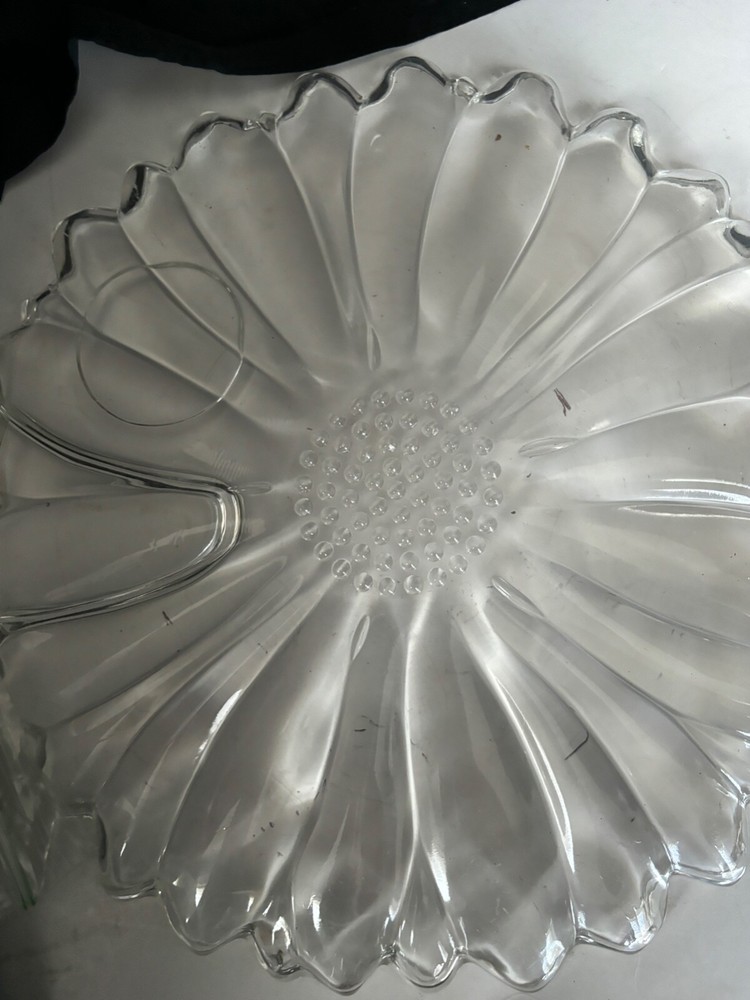 LOT 2 sets Sunflower Daisy Luncheon Plate & Cup Clear Replacement Hazel