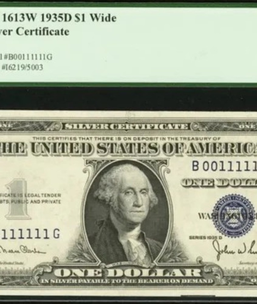 Rare True Binary Near Solid 1935 D $1 Silver Certificate "00111111" Gem 65 PPQ