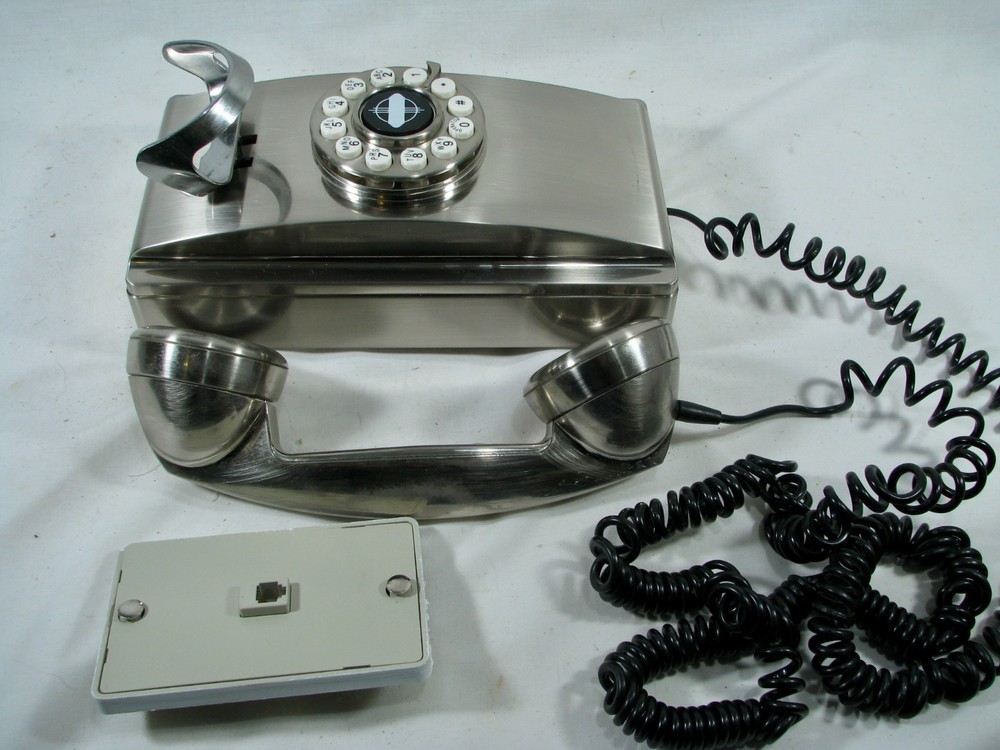 Crosley 302 Retro Wall Phone Brushed Chrome Push Button