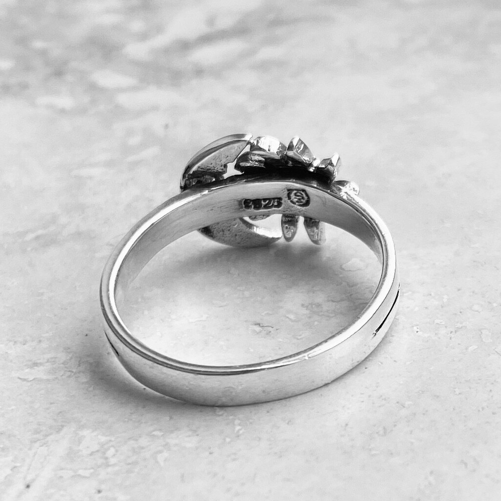 Sterling Silver Face Moon and Sun Ring, Silver Ring, Boho Ring, Moon Ring