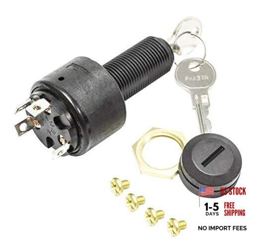 MP41040, Ignition Switch - 4 Knurled Black Plastic with Rubber Cap 4 Screw Tab