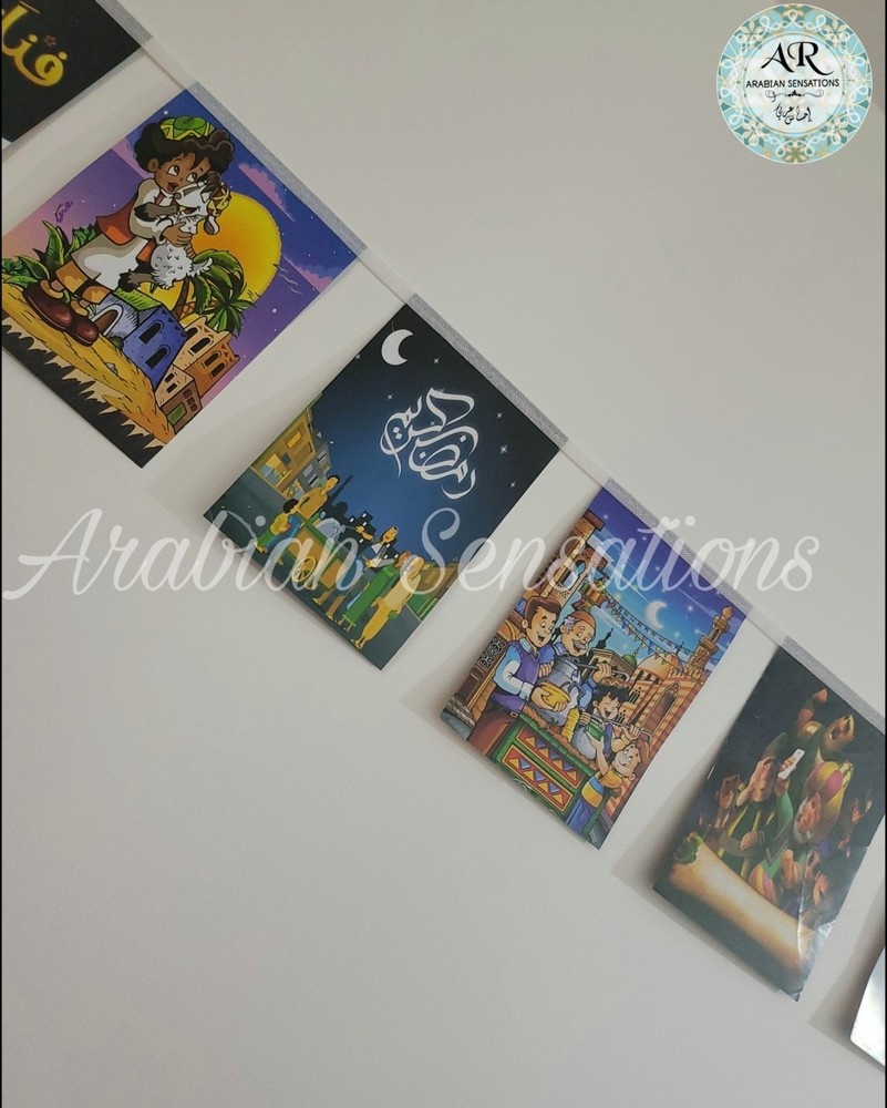 Ramadan paper Banner With Different Characters 1meters.