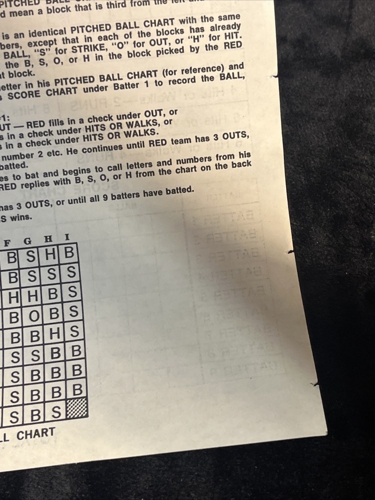 Baseball Notepad Game 15 Unused Sheets Vintage