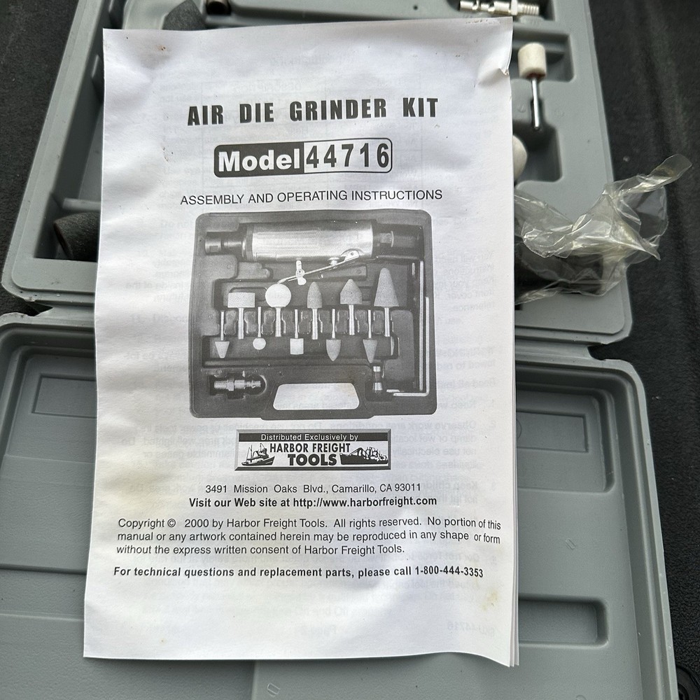 AIR DIE GRINDER KIT with Case Used UNTESTED Case Damaged