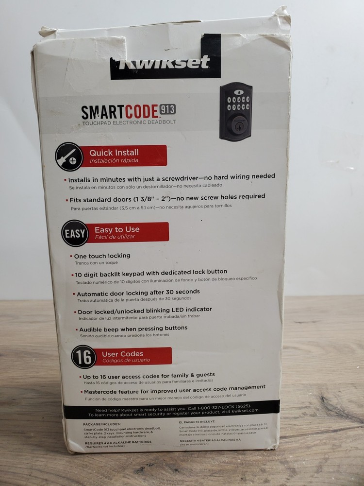 KWIKSET SMARTCODE 913 TOUCHPAD ELECTRONIC DEADBOLT / IRON BLACK FINISH