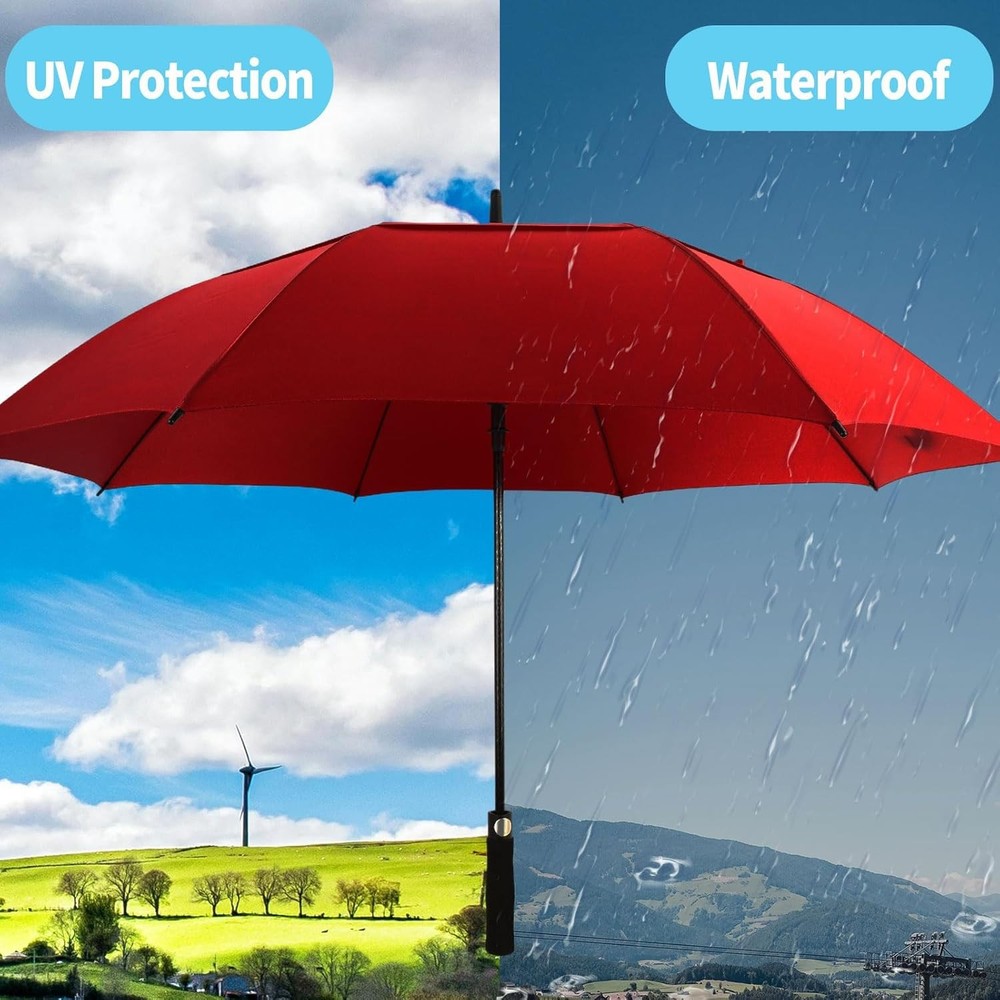 Automatic Open Extra Large Golf Umbrella Windproof Heavy Duty 72 Inch, Wine