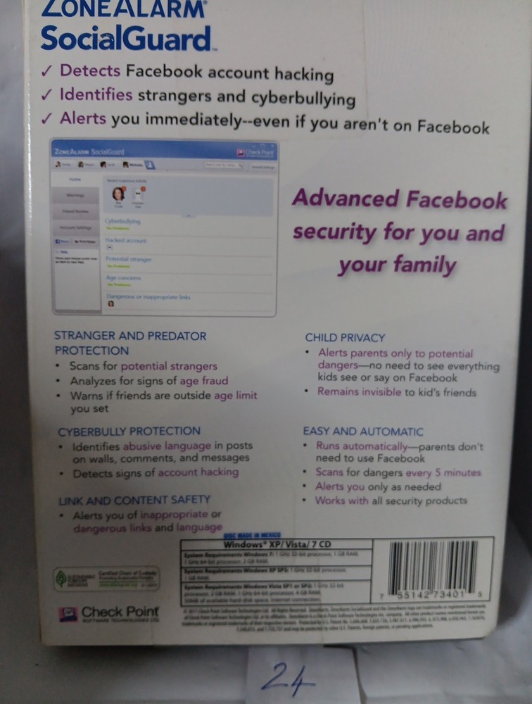 Zone Alarm Social Guard Security Check Point Software Technologies NEW FAST SHIP