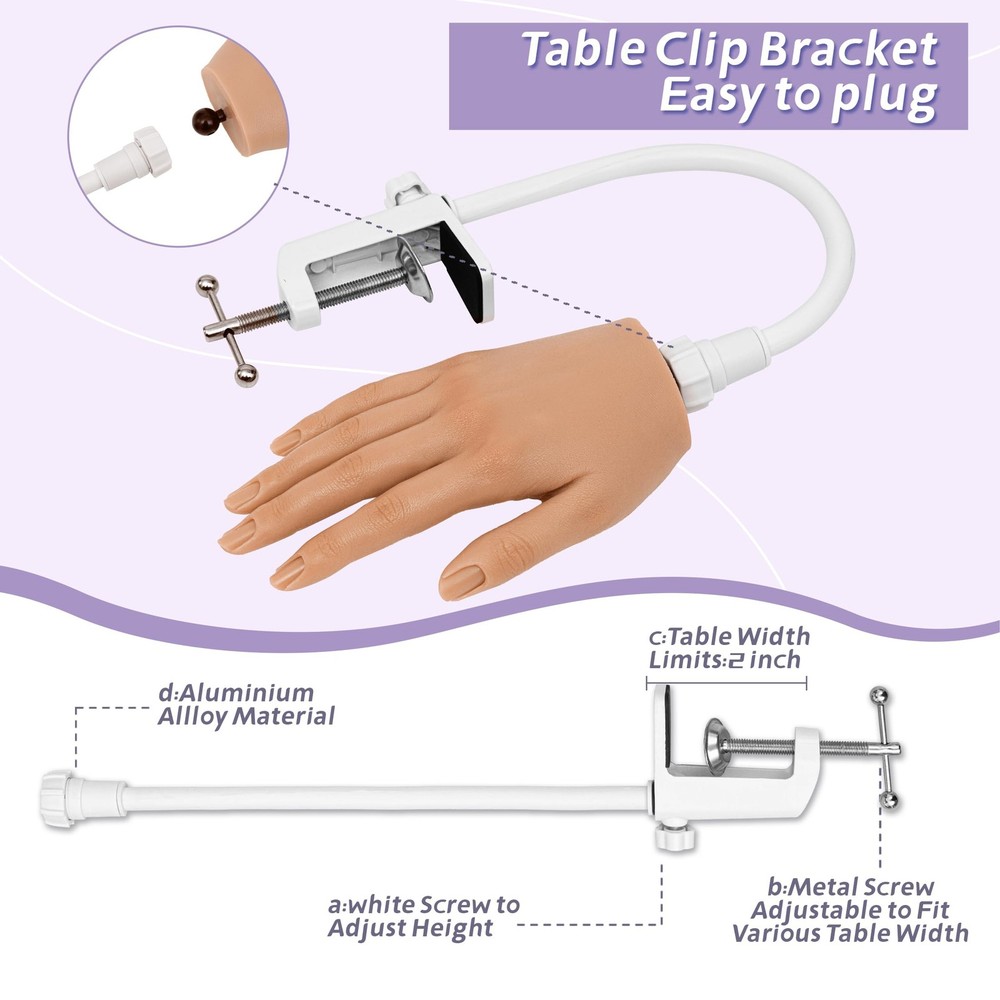 Practice Hand for Acrylic Nails,Realistic Silicone Training Hand with Flexibl...