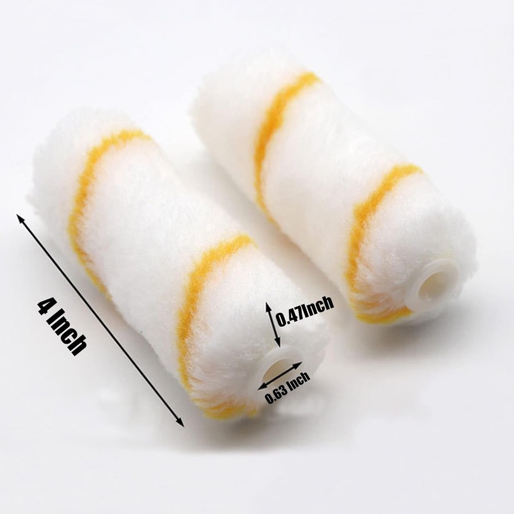 100 Pieces 4 Inch Paint Roller Covers Small Roller Nap with Roller Frame Kit