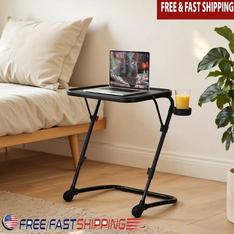 Foldable Adjustable End Table Side Table Living Room Bedroom Home Office New