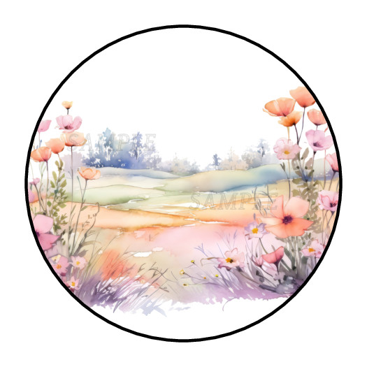 Spring Flowers Meadow stickers labels tags envelope seals