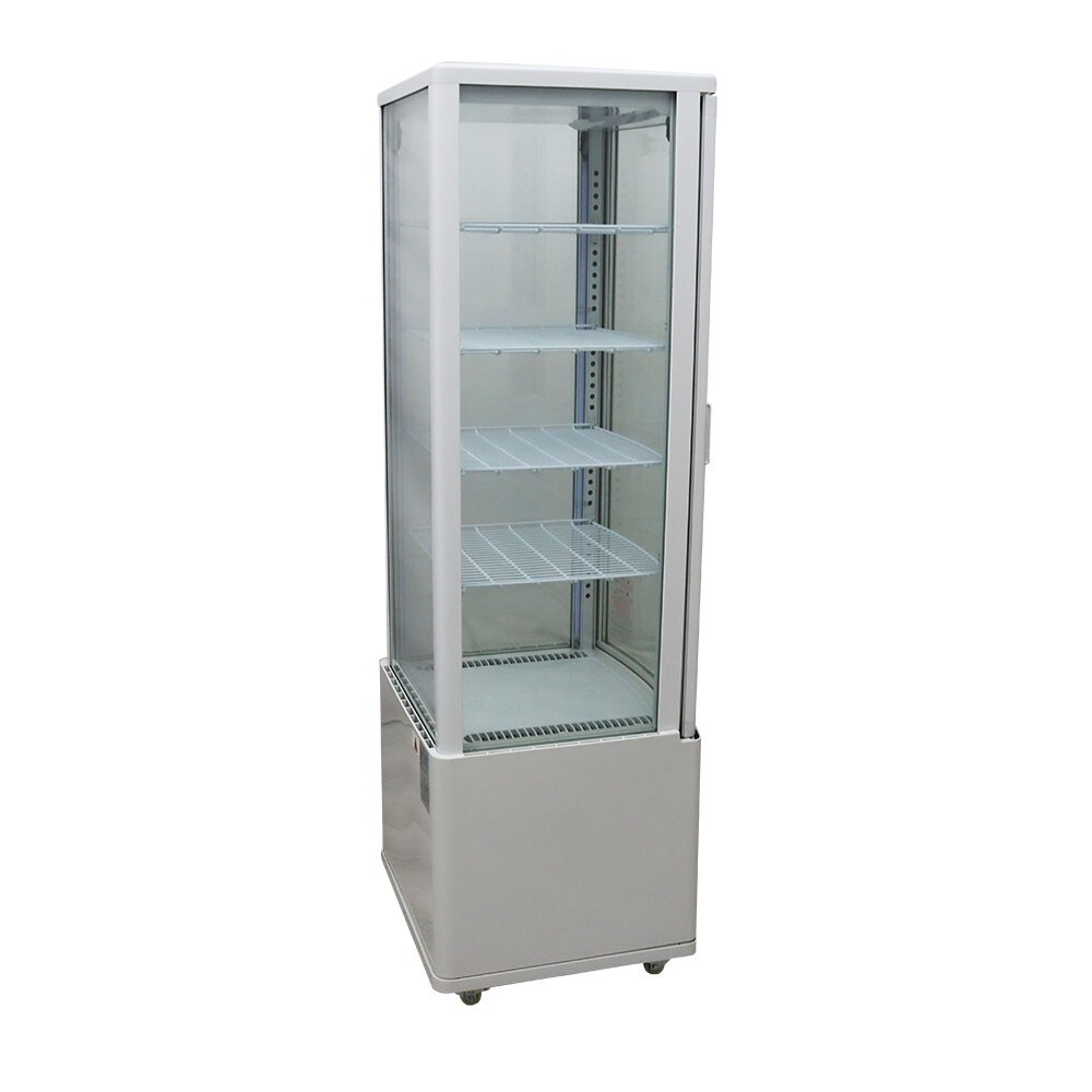 110V 5 Layers Refrigerated Cake Display Vertical LED Lighting Lockable Wheels