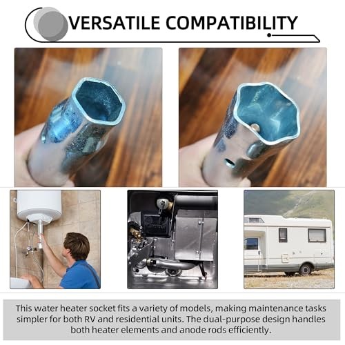 Heavy-Duty Dual Hex 10" x1 1/16" Socket x 1 1/2" Anode Rod Sockets, RV Water