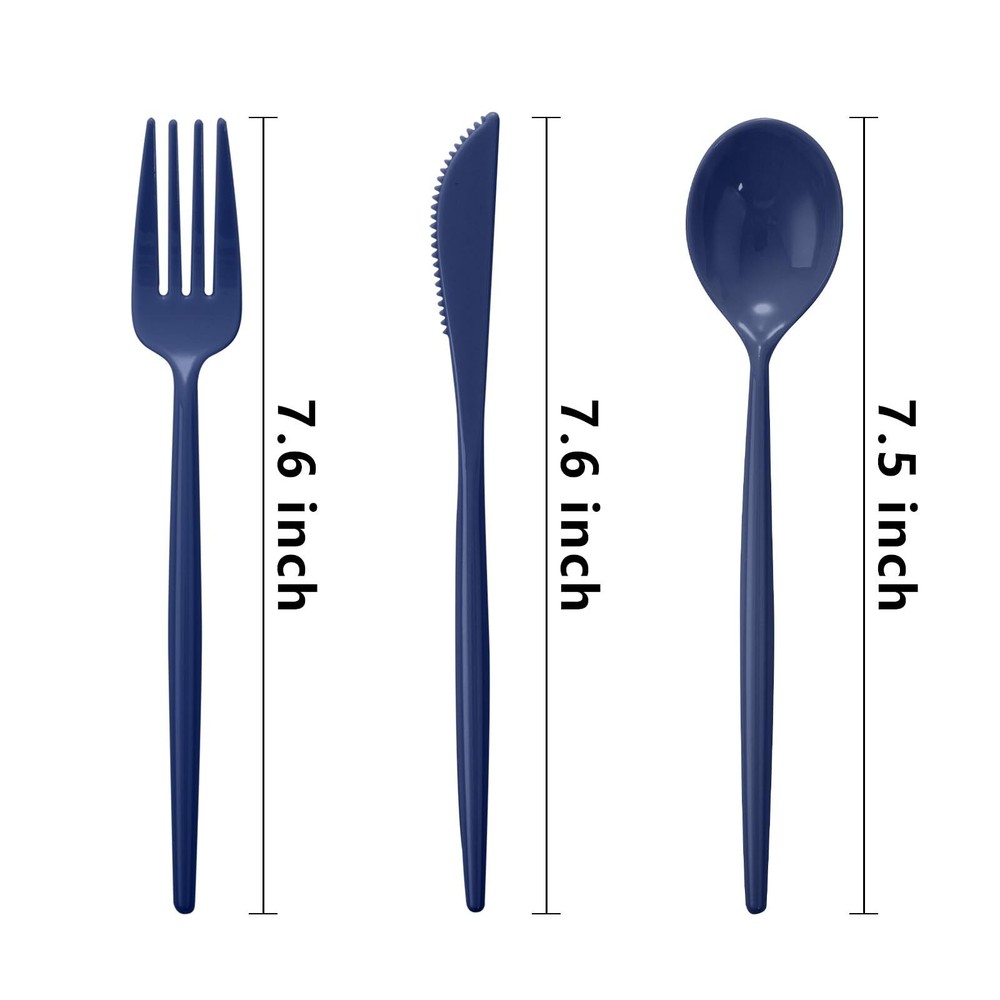 180pcs Blue Plastic Silverware Plastic Silverware Heavy Duty Blue Party Plast...