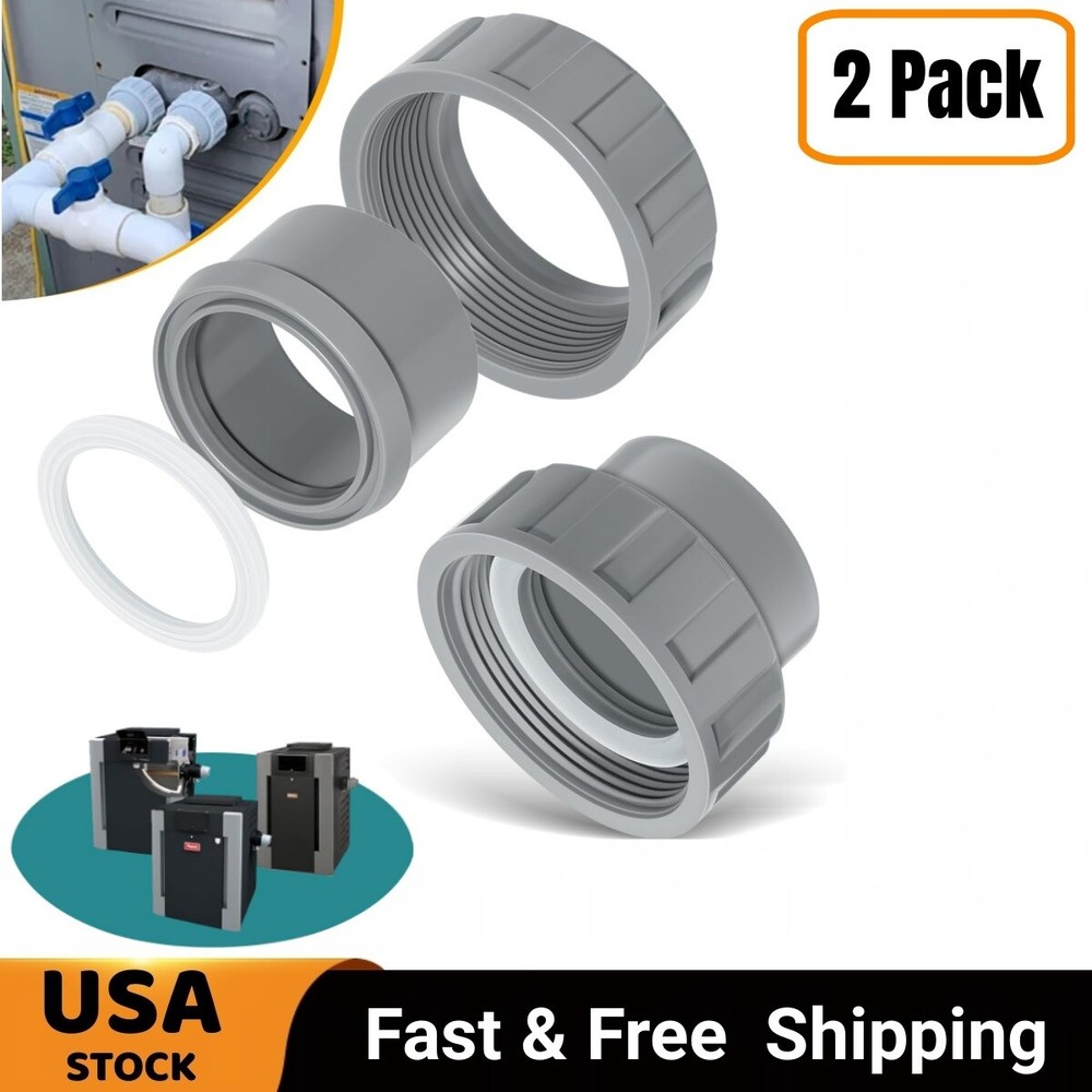 2 Pack PVC Connector with 2 Nut Heater Flange 006723F for Raypack Pool Heater Pa