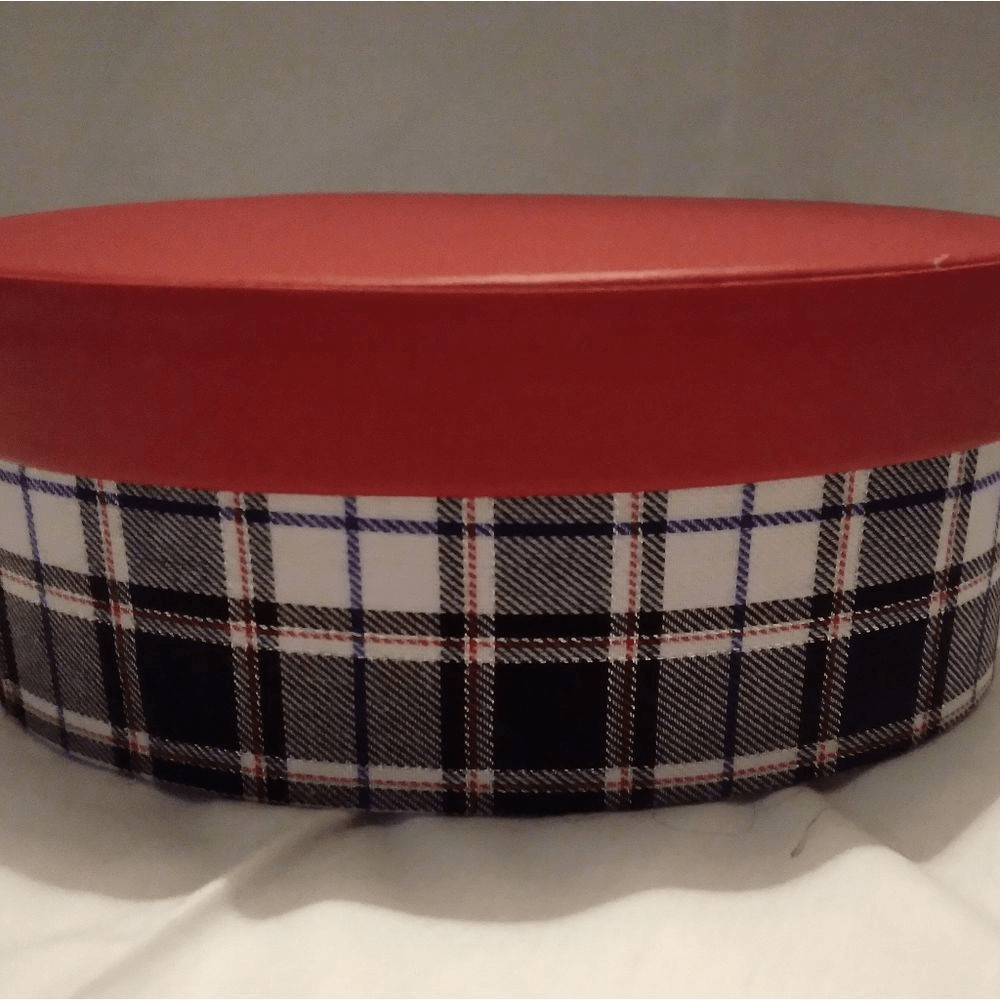 Red Oval plaid storage box & small trinket, bento box