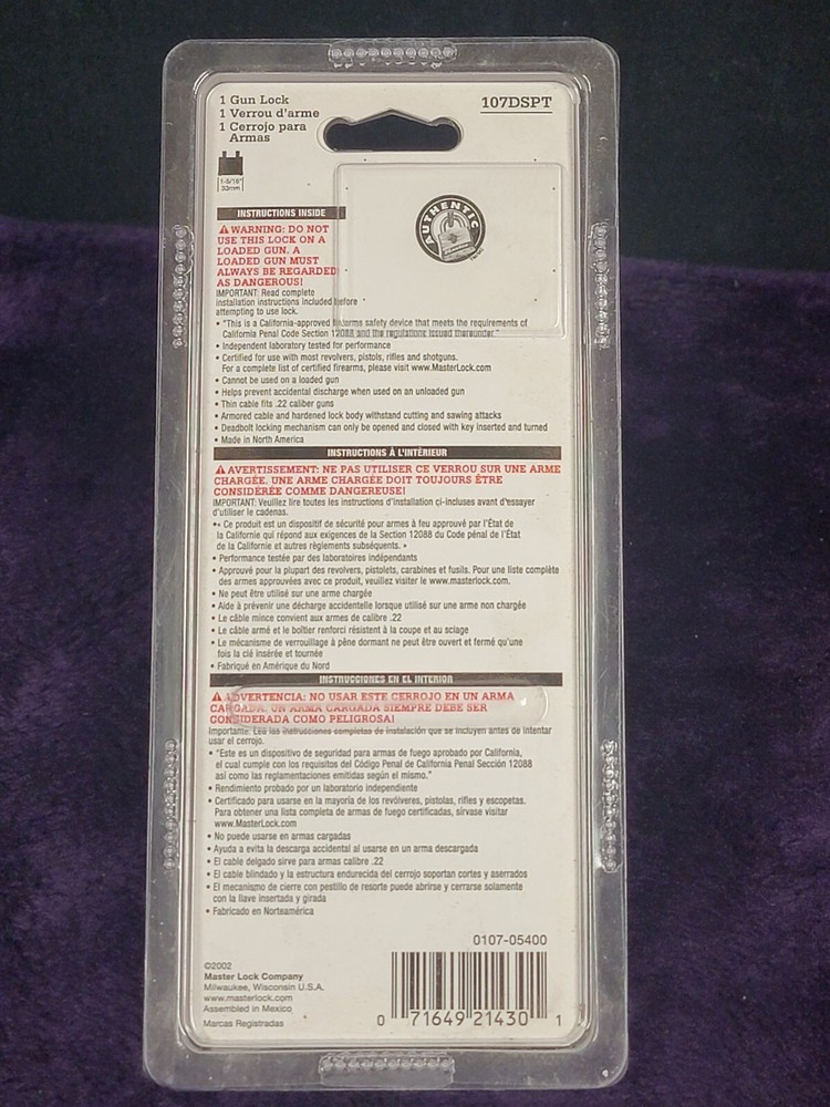 Master Lock 107DSPT Gun Lock