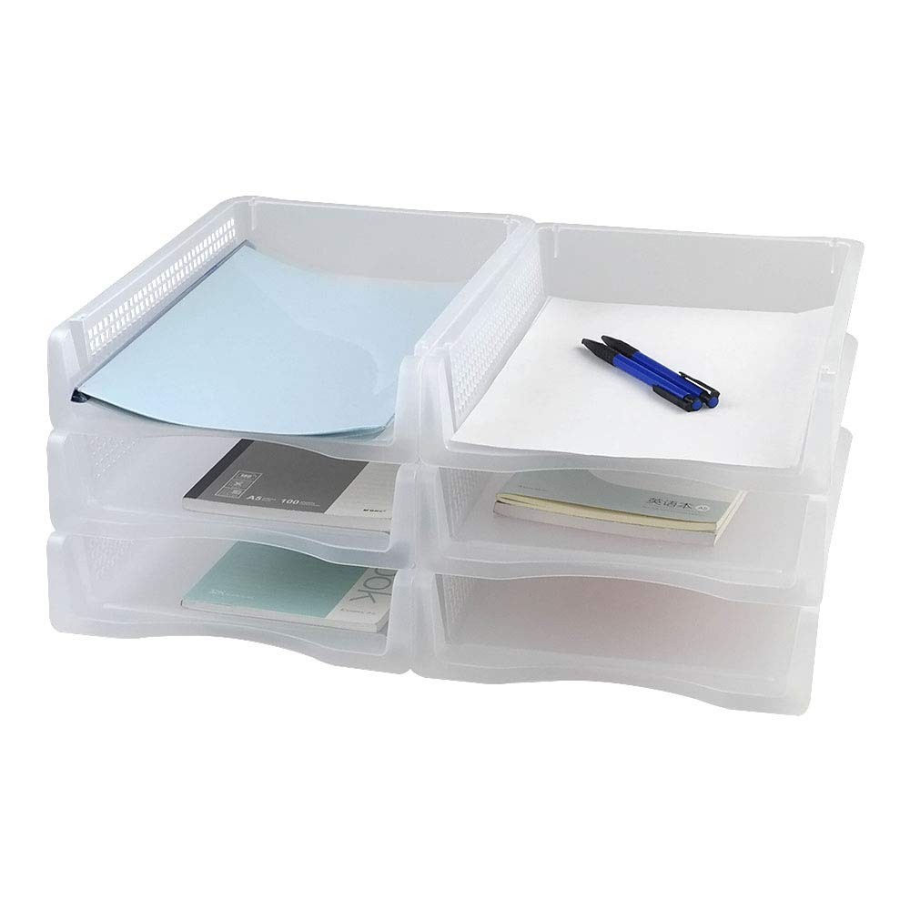 6 Packs Stackable A4 Paper Tray Clear Plastic Desk Letter Tray