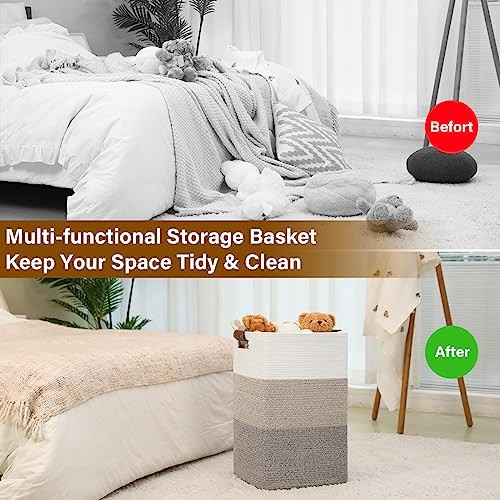 Laundry Hamper 96L Extra Large Laundry Basket, Woven Blanket Gradient Yellow