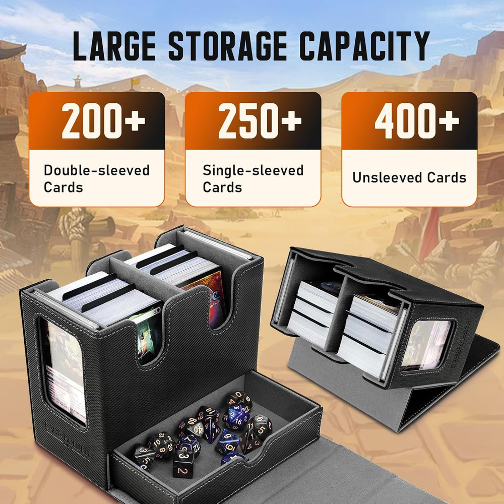 MTG Deck Box, MTG Commander Card Deck Box with Commander Display & Dice Tray Fit