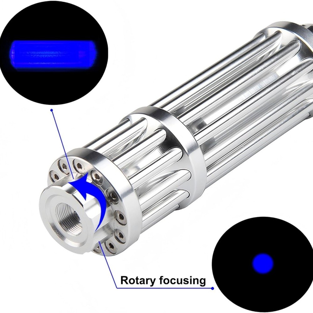 10W Blue Burning Laser Pointer 450-n-m Adjustable Visible Beam Dot Light US