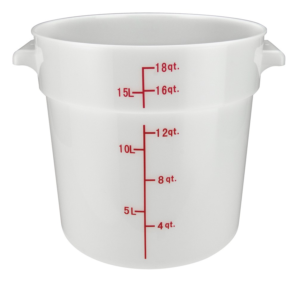 18qt Round Storage Container, White, PP (6 Each)