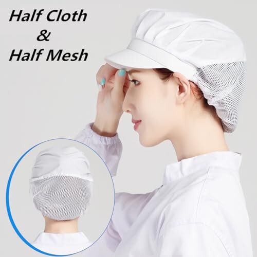 3 Pcs Chef Hat, Adjustable Unisex Kitchen Cooking Cap with Brim, Half Mesh