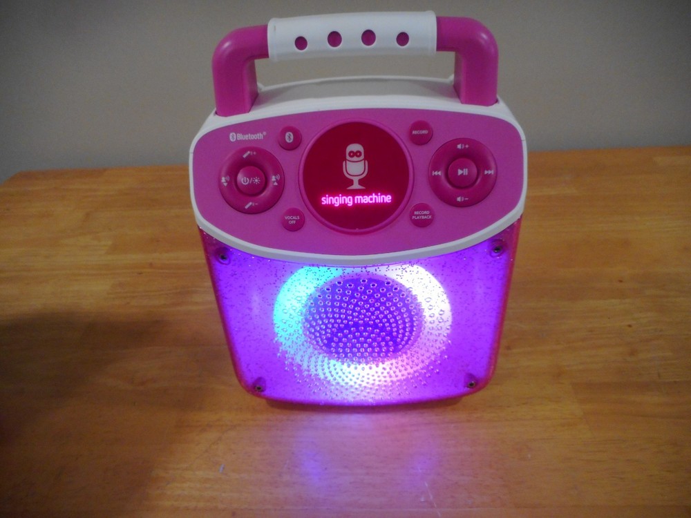 Singing Machine Sparkle Bluetooth LED Lights Karaoke System. missing mic's Pink