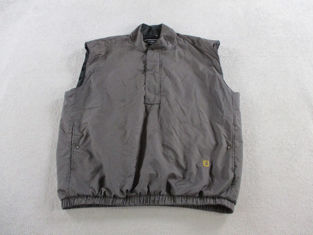 Footjoy Vest Mens Extra Large Brown Houndstooth Dryjoys Jacket Pullover Golfing