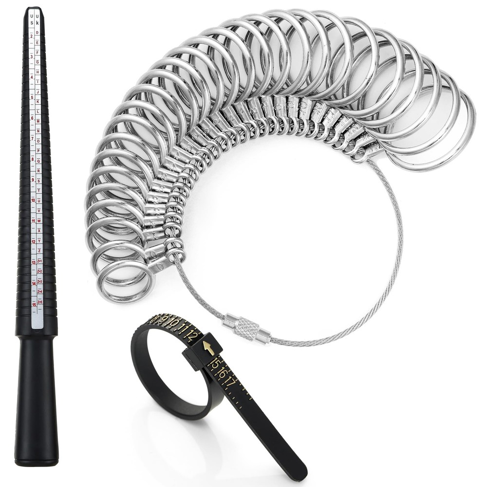Bflaae Ring Sizer Measuring Tool Kit, Plastic Mandrel, Reusable Black