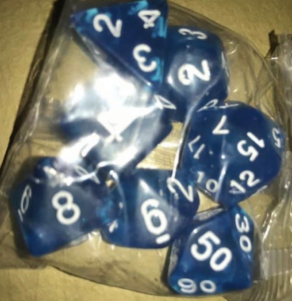 Blessed Metaphysics Astro Rolling Dice - Acrylic - Violet / White - 7Pcs/1Pcs