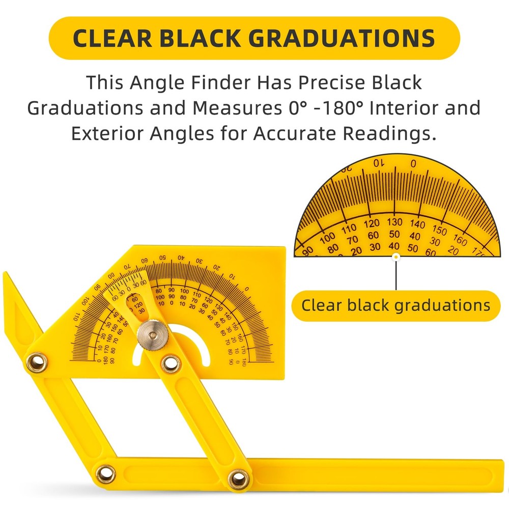 2 Pcs Protractor Angle Finders, Adjustable Protractors 0°-180° with Locking N...