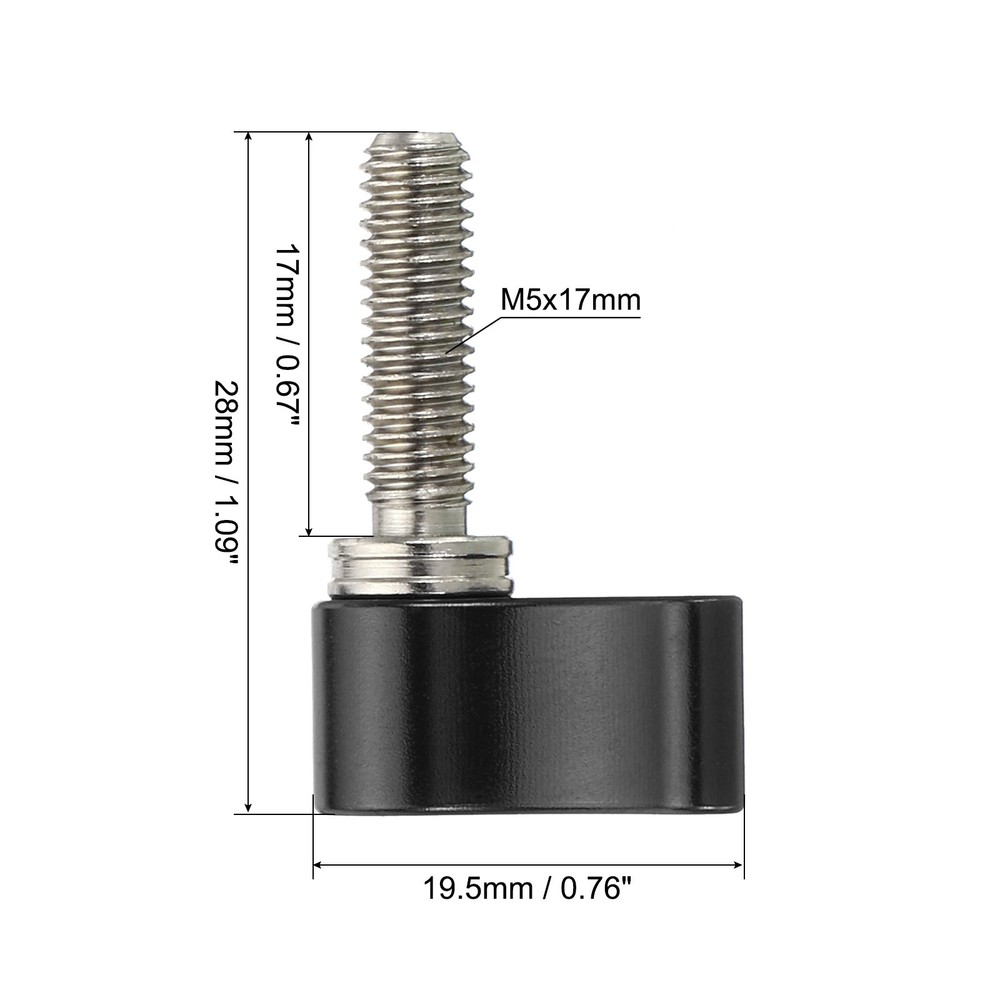 Rotary thread knob, 2pcs M5 17mm, black, iron nickel plating