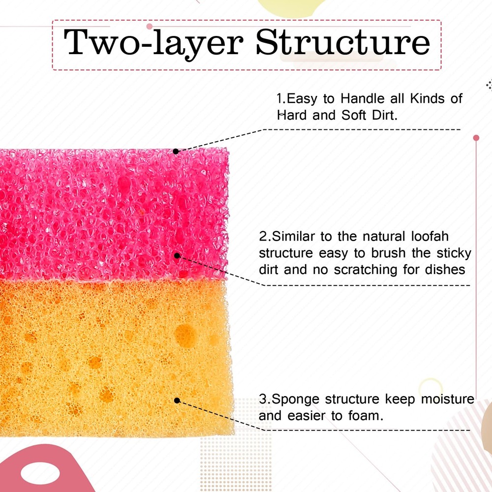 3 Pcs Dual Sided Scrub Sponge Multi Functional Cute Temperature Sensitive