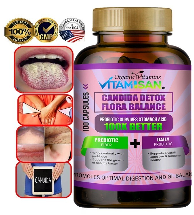 Candida Cleanse Detox Support Highest Potency  Yeast Infection Support 100 cap